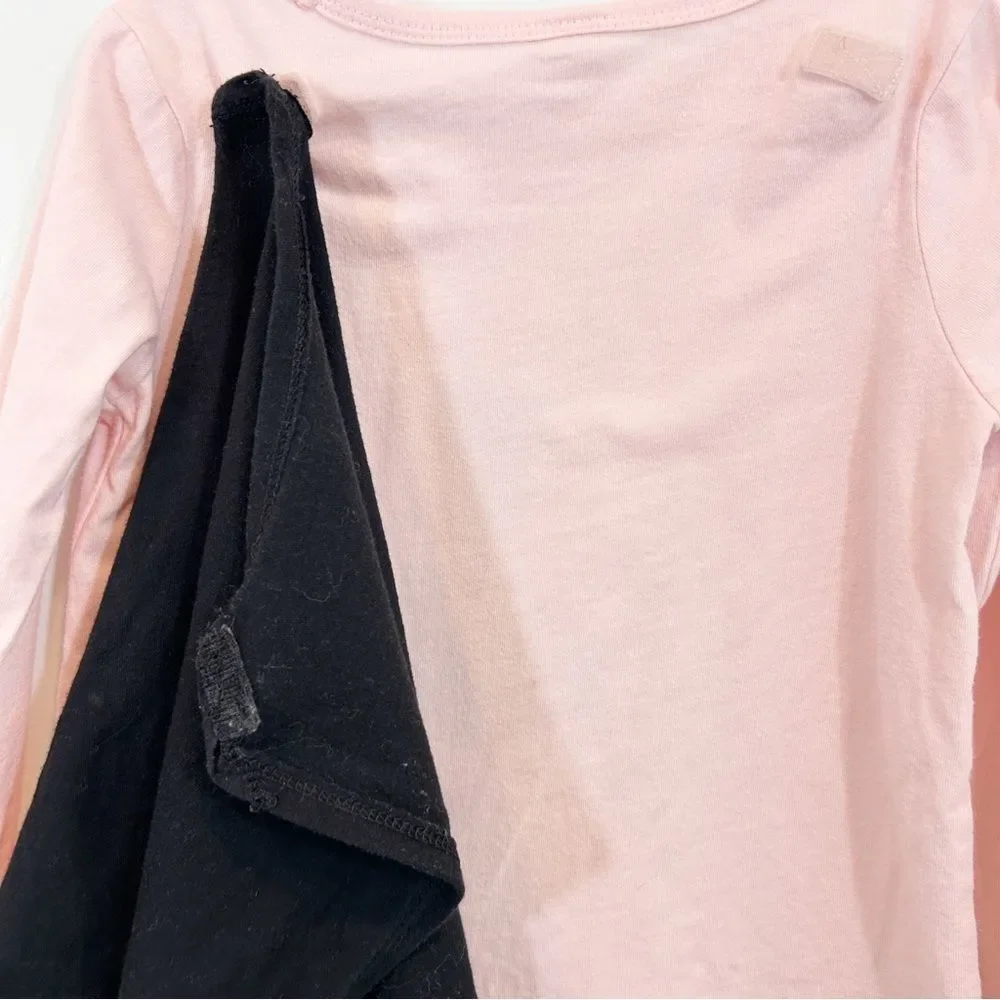 Baby Gap Pink and Black Velvet Bat Girl 2T Halloween Cape Shirt Top